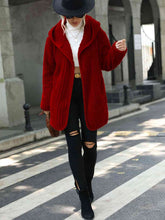 Load image into Gallery viewer, Open Front Ribbed Hooded Coat