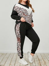 Load image into Gallery viewer, Plus Size Leopard Sweatshirt and Sweatpants Set