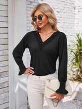 Load image into Gallery viewer, Smocked V-Neck Long Sleeve Blouse