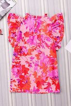 Load image into Gallery viewer, Frill Floral Mock Neck Cap Sleeve Blouse