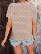 Load image into Gallery viewer, Eyelet Round Neck Short Sleeve T-Shirt