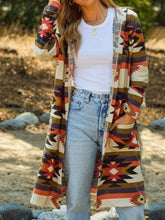 Load image into Gallery viewer, Geometric Hooded Cardigan with Pockets