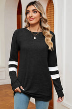Load image into Gallery viewer, Striped Heathered Round Neck T-Shirt