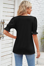 Load image into Gallery viewer, Smocked Square Neck Short Sleeve T-Shirt