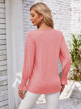 Load image into Gallery viewer, Smocked V-Neck Long Sleeve Blouse