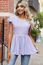 Load image into Gallery viewer, Tied Ruffled Round Neck Peplum T-Shirt