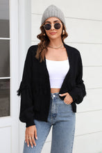 Load image into Gallery viewer, Fringe Trim Open Front Cardigan