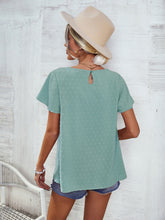 Load image into Gallery viewer, Lace Detail Round Neck Short Sleeve Blouse