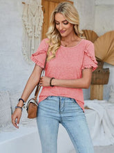 Load image into Gallery viewer, Frill Round Neck Petal Sleeve Blouse