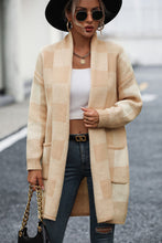 Load image into Gallery viewer, Plaid Dropped Shoulder Cardigan with Pocket