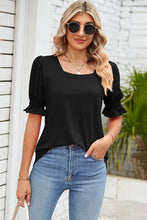 Load image into Gallery viewer, Smocked Square Neck Short Sleeve T-Shirt