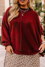 Load image into Gallery viewer, Plus Size Exposed Seam Waffle-Knit High-Low Sweatshirt