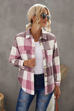 Load image into Gallery viewer, Plaid Button Up Dropped Shoulder Jacket