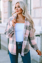 Load image into Gallery viewer, Plaid Button Up Dropped Shoulder Jacket