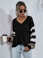 Load image into Gallery viewer, Leopard Striped Waffle-Knit Top