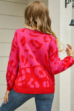 Load image into Gallery viewer, Leopard Round Neck Dropped Shoulder Sweater