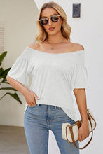 Load image into Gallery viewer, Smocked Round Neck Flutter Sleeve T-Shirt