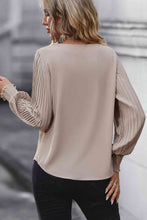 Load image into Gallery viewer, Pleated Lantern Sleeve V-Neck Blouse