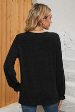 Load image into Gallery viewer, Ruched Round Neck Flounce Sleeve T-Shirt