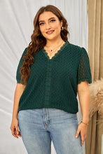Load image into Gallery viewer, Plus Size Swiss Dot Spliced Lace V-Neck Blouse