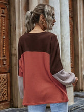 Load image into Gallery viewer, Color Block Waffle-Knit Long Sleeve Top