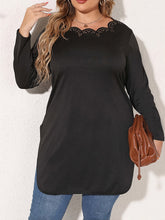 Load image into Gallery viewer, Plus Size Slit Long Sleeve T-Shirt