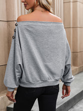 Load image into Gallery viewer, Off Shoulder Long Sleeve Buttoned Blouse