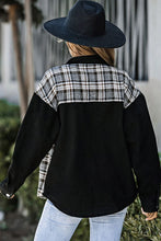Load image into Gallery viewer, Plaid Pocketed Button Up Denim Jacket