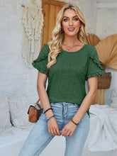 Load image into Gallery viewer, Frill Round Neck Petal Sleeve Blouse