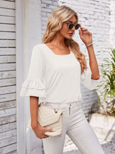 Load image into Gallery viewer, Ruffled Suqare Neck Half Sleeve Blouse