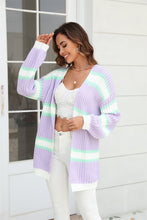Load image into Gallery viewer, Color Block Ribbed Dropped Shoulder Open Front Cardigan