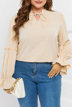 Load image into Gallery viewer, Plus Size Ruffled Tie Neck Flounce Sleeve Blouse