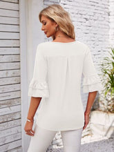 Load image into Gallery viewer, Ruffled Suqare Neck Half Sleeve Blouse