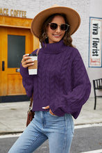 Load image into Gallery viewer, Turtleneck Cable-Knit Long Sleeve Sweater