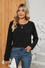 Load image into Gallery viewer, Ruched Round Neck Flounce Sleeve T-Shirt