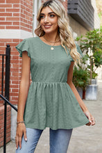 Load image into Gallery viewer, Tied Ruffled Round Neck Peplum T-Shirt