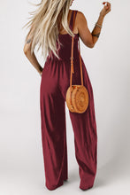 Load image into Gallery viewer, Smocked Square Neck Wide Leg Jumpsuit with Pockets
