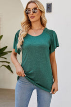 Load image into Gallery viewer, Smocked Round Neck Flutter Sleeve T-Shirt