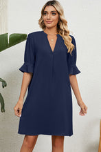 Load image into Gallery viewer, Notched Flounce Sleeve Mini Dress