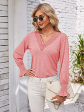Load image into Gallery viewer, Smocked V-Neck Long Sleeve Blouse