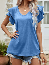 Load image into Gallery viewer, Layered Flutter Sleeve V-Neck Top