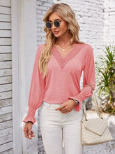 Load image into Gallery viewer, Smocked V-Neck Long Sleeve Blouse