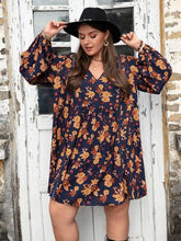 Load image into Gallery viewer, Plus Size Floral V-Neck Balloon Sleeve Dress