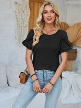 Load image into Gallery viewer, Frill Round Neck Petal Sleeve Blouse