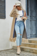 Load image into Gallery viewer, Geometric Fringe Hem Open Front Duster Cardigan