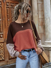 Load image into Gallery viewer, Color Block Waffle-Knit Long Sleeve Top