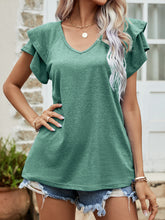 Load image into Gallery viewer, Layered Flutter Sleeve V-Neck Top