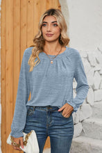 Load image into Gallery viewer, Ruched Round Neck Flounce Sleeve T-Shirt