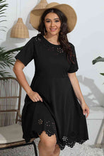 Load image into Gallery viewer, Plus Size Round Neck Openwork Dress