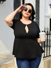 Load image into Gallery viewer, Plus Size Cutout Short Sleeve Blouse